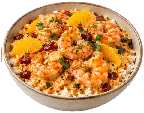 Chipotle Orange Shrimp Rice with its ingredients