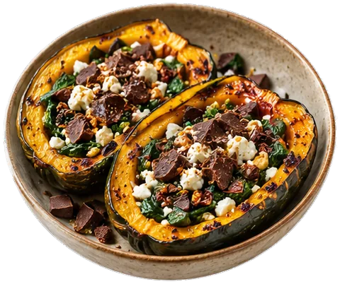 Chocolate Chili Stuffed Squash with its ingredients
