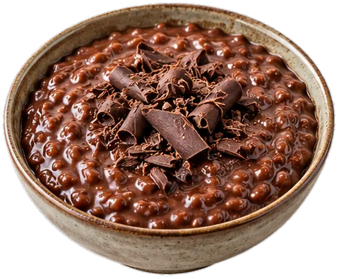 Chocolate Rice Porridge with its ingredients