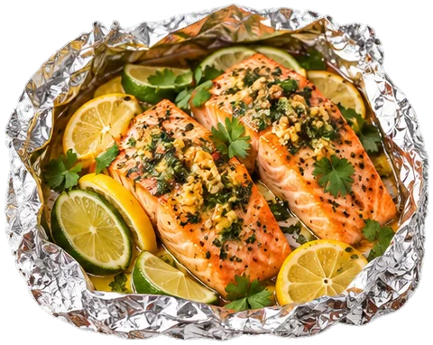Cilantro Lime Salmon in Foil with its ingredients