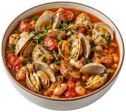 Clam Chorizo Bean Stew with its ingredients