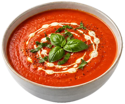 Classic Tomato Soup with its ingredients