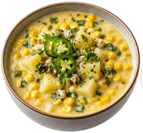 Corn Jalapeño Potato Soup with its ingredients