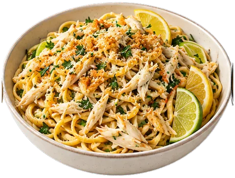 Crab Spaghetti with its ingredients