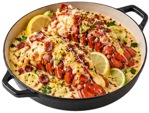 Creamy Bacon Lobster Tails with its ingredients