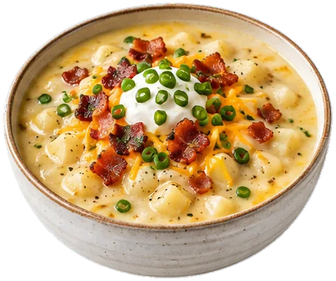 Creamy Bacon Potato Soup with its ingredients