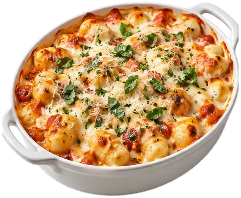 Creamy Baked Gnocchi with its ingredients