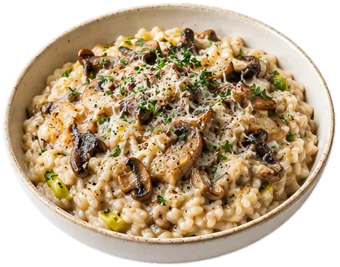 Creamy Baked Risotto with its ingredients