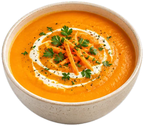 Creamy Carrot Soup with carrots with its ingredients