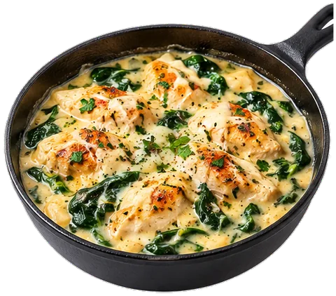 Creamy Chicken and Spinach with its ingredients