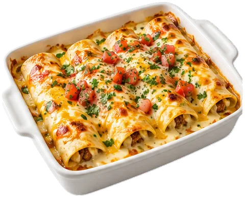Creamy Chicken Enchiladas with its ingredients