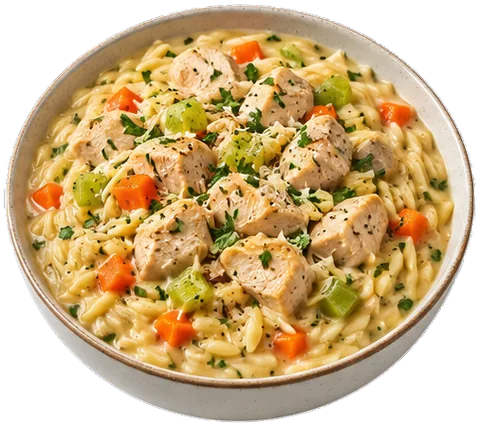 Creamy Chicken Orzo with its ingredients