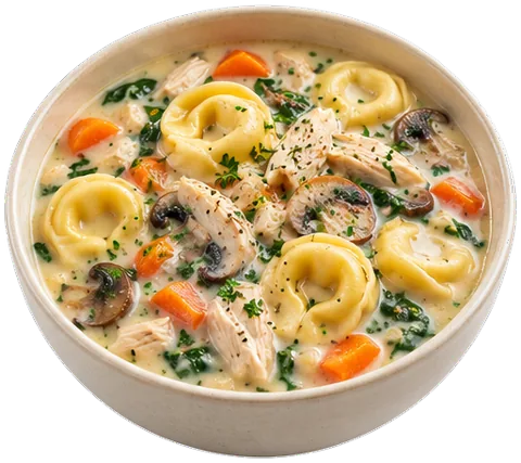 Creamy Chicken Tortellini Soup with its ingredients