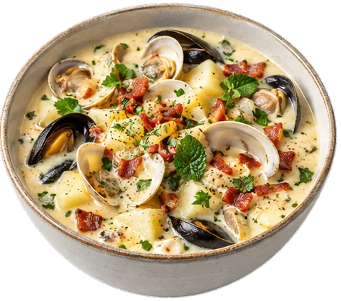 Creamy Clam Chowder with its ingredients