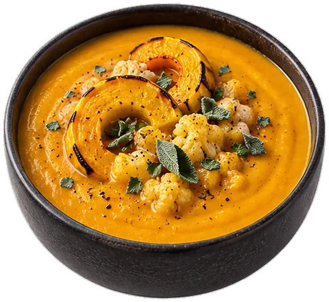Creamy Delicata Squash Soup with its ingredients