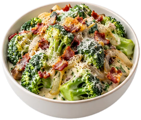 Creamy Garlic Parmesan Broccoli with its ingredients
