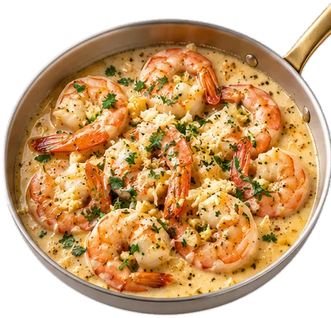 Creamy Garlic Shrimp with its ingredients