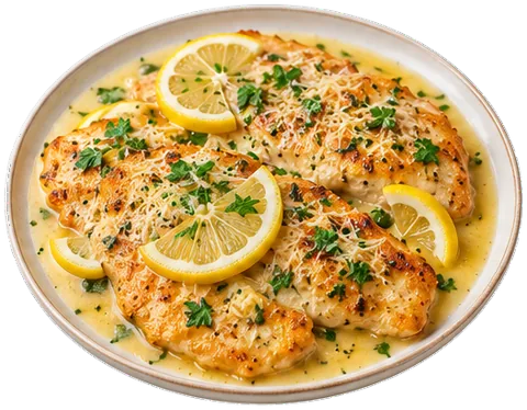 Creamy Lemon Chicken Francese with its ingredients
