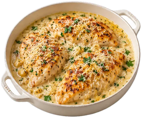 Creamy Lemon Parmesan Chicken with its ingredients