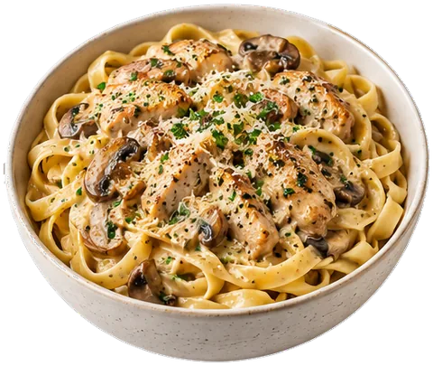 Creamy Mushroom Chicken Pasta with its ingredients