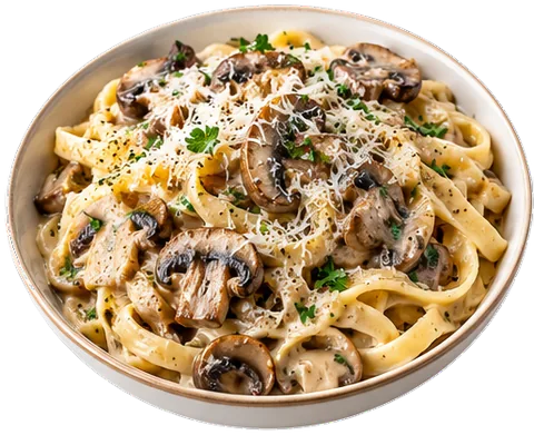 Creamy Mushroom Pasta with its ingredients