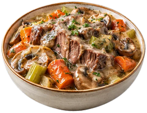 Creamy Mushroom Pot Roast with its ingredients