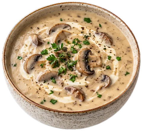 Creamy Mushroom Soup (4 servings) with its ingredients