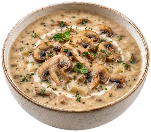 Creamy Mushroom Soup with its ingredients