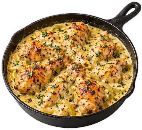 Creamy Mustard Chicken with its ingredients