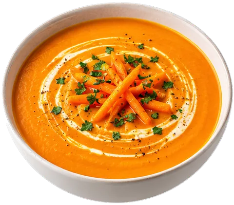 Creamy Orange Carrot Soup with its ingredients