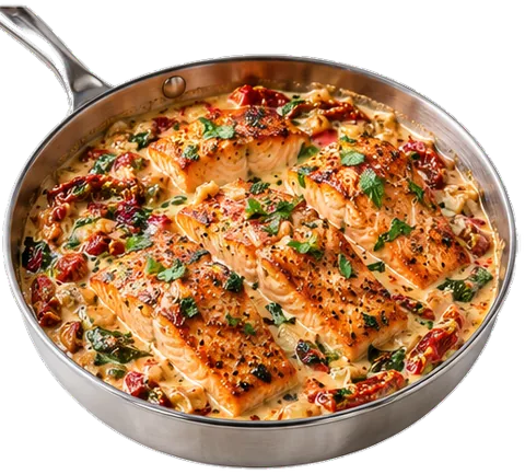 Creamy Parmesan Sun-Dried Tomato Salmon with its ingredients