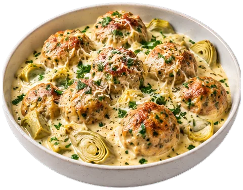 Creamy Pepper Sausage Meatballs with its ingredients