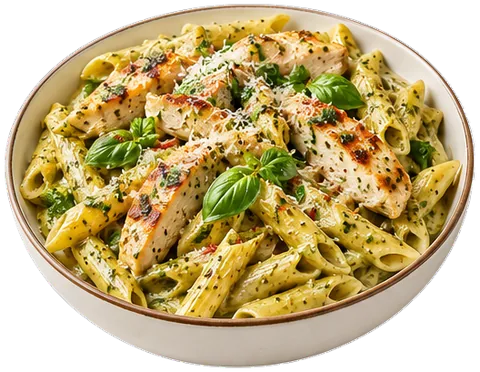 Creamy Pesto Pasta with its ingredients