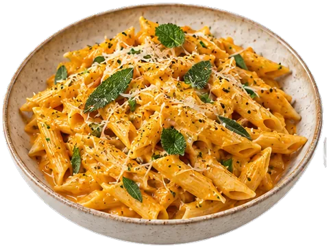 Creamy Pumpkin Pasta with its ingredients