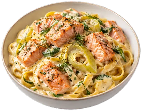 Creamy Salmon Pasta with its ingredients