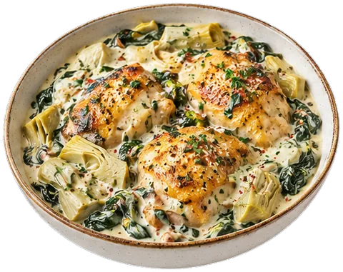 Creamy Spinach Artichoke Chicken with its ingredients