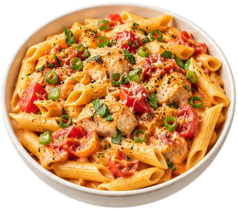 Creamy Tomato Chicken Pasta with its ingredients