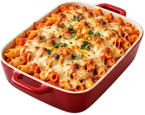 Creamy Tomato Chicken Pasta Bake with its ingredients