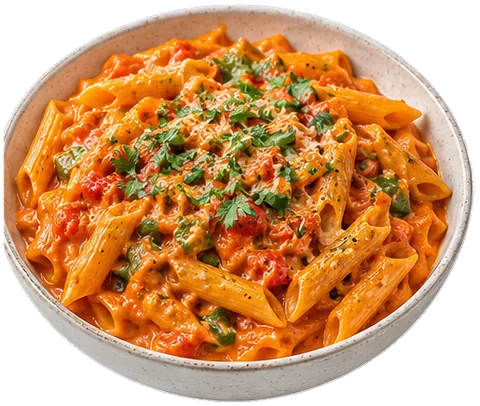 Creamy Tomato Pasta with fresh herbs (cilantro with its ingredients