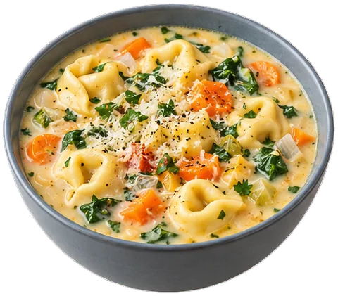 Creamy Tortellini Soup (5 servings) with its ingredients