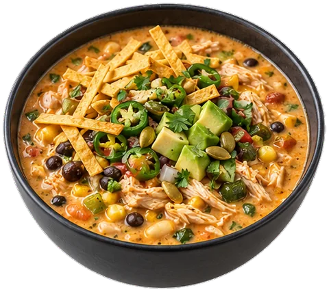 Creamy Tortilla Soup with its ingredients