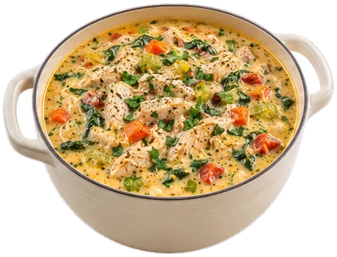 Creamy Tuscan Chicken Soup with its ingredients