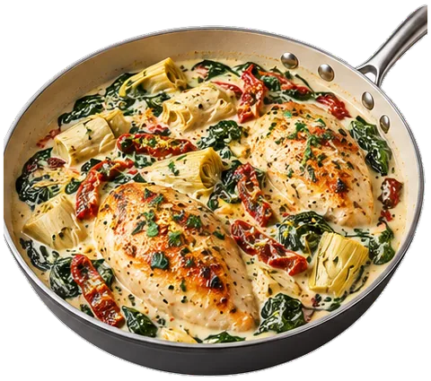 Creamy Tuscan Chicken with heavy cream with its ingredients