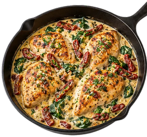 Creamy Tuscan Garlic Chicken with its ingredients