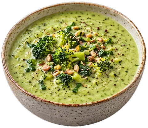 Creamy Vegan Broccoli Soup with its ingredients