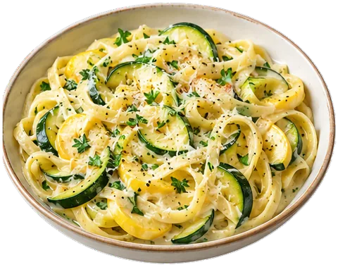 Creamy Zucchini Pasta with its ingredients