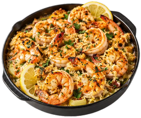 Crispy Baked Shrimp Scampi with its ingredients