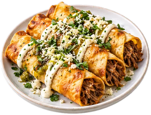 Crispy Beef Flautas with its ingredients