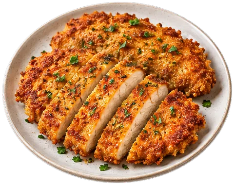 Crispy Breaded Chicken with its ingredients