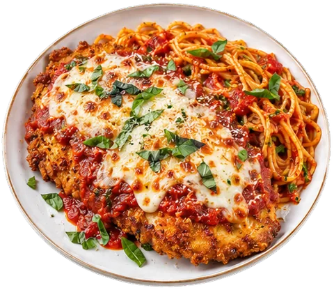 Crispy Chicken Parmesan with its ingredients